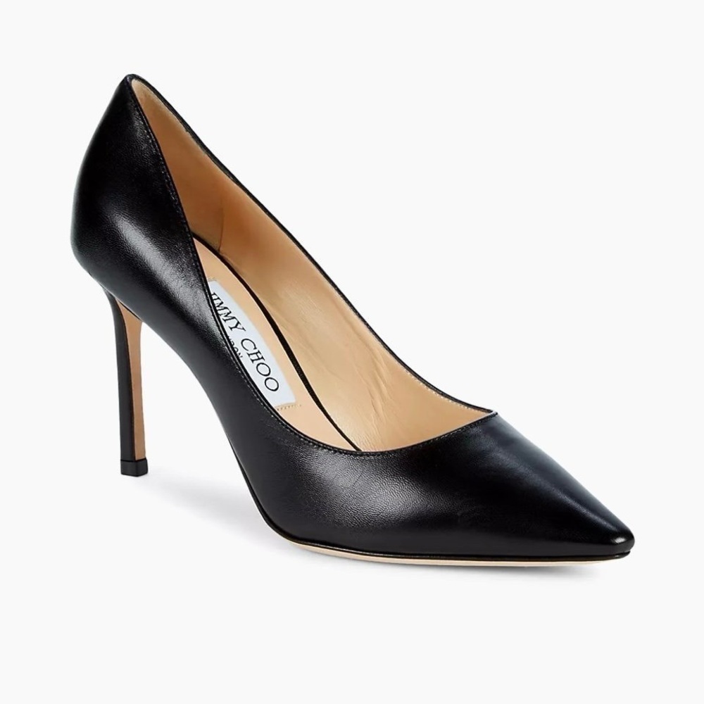 Jimmy Choo Black Heels Classic Pointed Toe (certified authentic)
